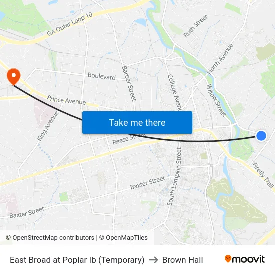 East Broad at Poplar Ib (Temporary) to Brown Hall map