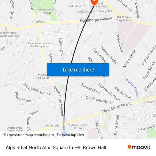 Alps Rd at North Alps Square Ib to Brown Hall map
