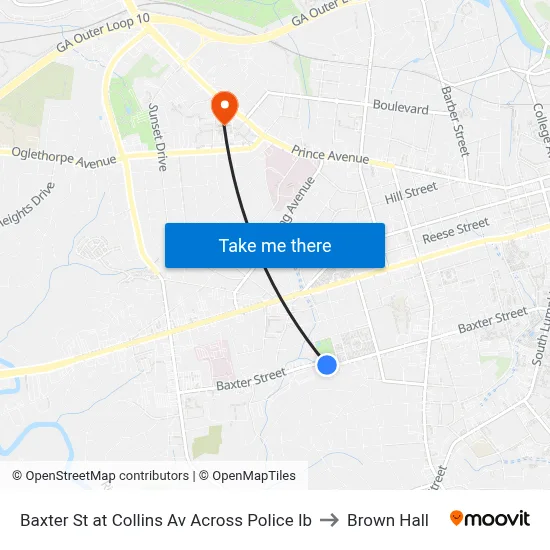 Baxter St at Collins Av Across Police Ib to Brown Hall map
