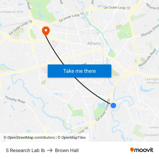 S Research Lab Ib to Brown Hall map