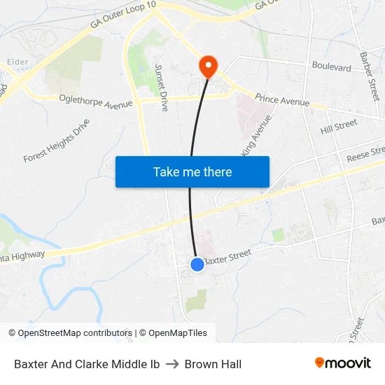 Baxter And Clarke Middle Ib to Brown Hall map