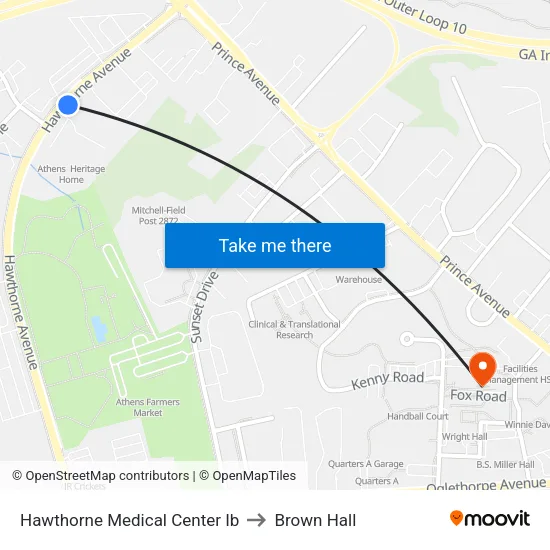 Hawthorne Medical Center Ib to Brown Hall map