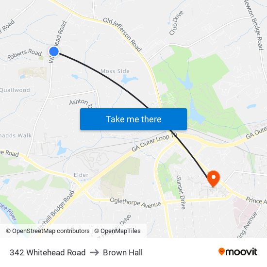 342 Whitehead Road to Brown Hall map