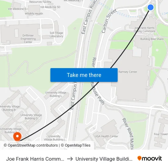 Joe Frank Harris Commons to University Village Building C map