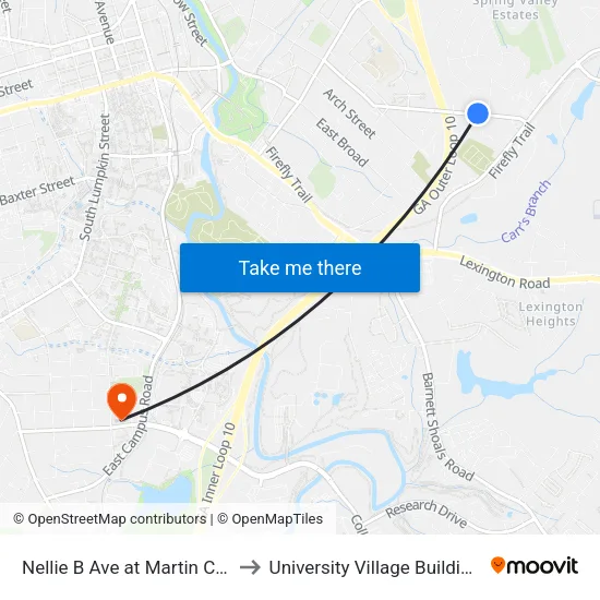 Nellie B Ave at Martin Cir Ib to University Village Building C map