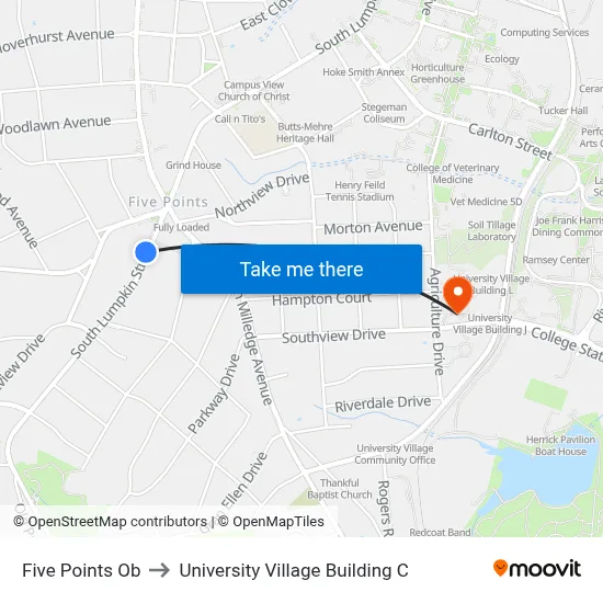 Five Points Ob to University Village Building C map