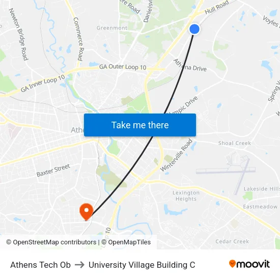 Athens Tech Ob to University Village Building C map
