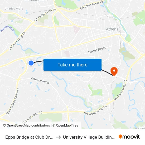 Epps Bridge at Club Drive to University Village Building C map