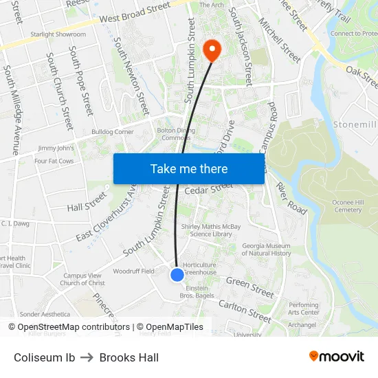 Coliseum Ib to Brooks Hall map
