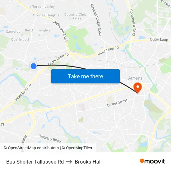 Bus Shelter Tallassee Rd to Brooks Hall map