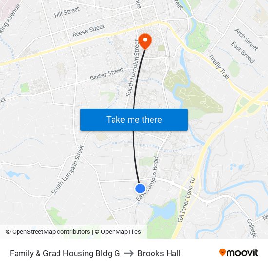 Family & Grad Housing Bldg G to Brooks Hall map