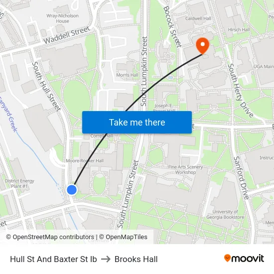 Hull St And Baxter St Ib to Brooks Hall map
