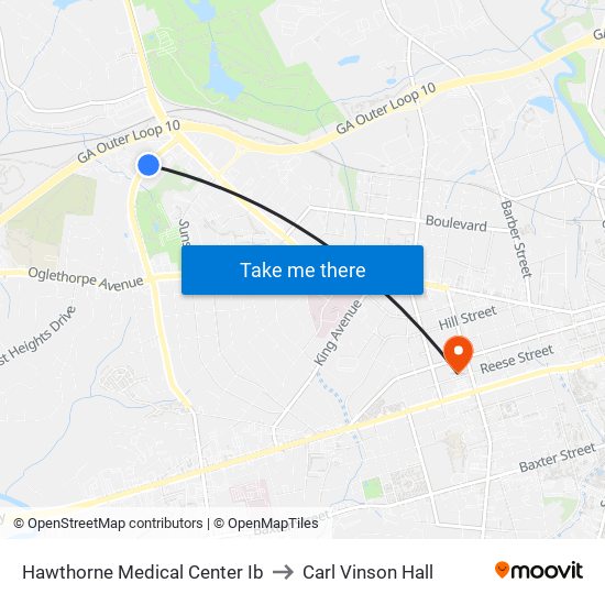 Hawthorne Medical Center Ib to Carl Vinson Hall map