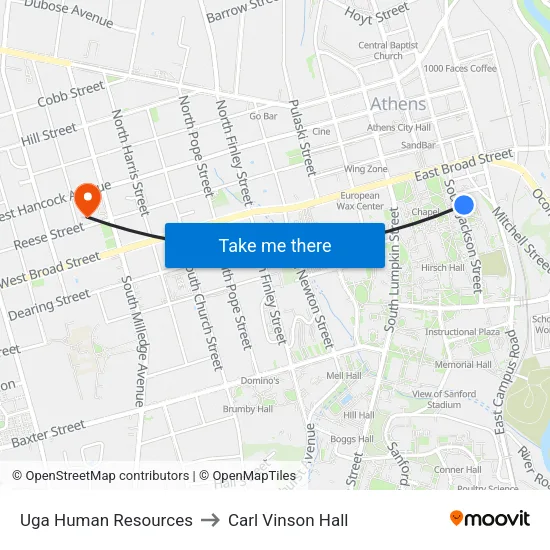 Uga Human Resources to Carl Vinson Hall map