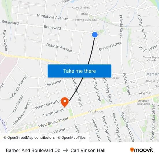 Barber And Boulevard Ob to Carl Vinson Hall map