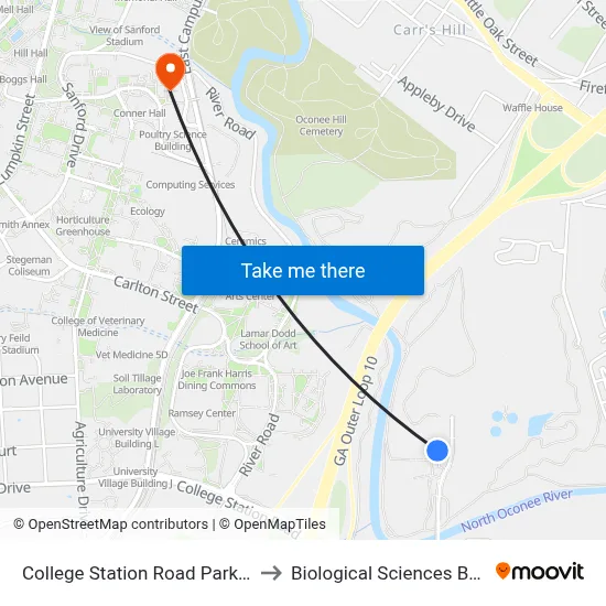 College Station Road Park & Ride to Biological Sciences Building map