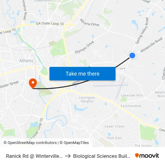 Ranick Rd @ Winterville Rd to Biological Sciences Building map