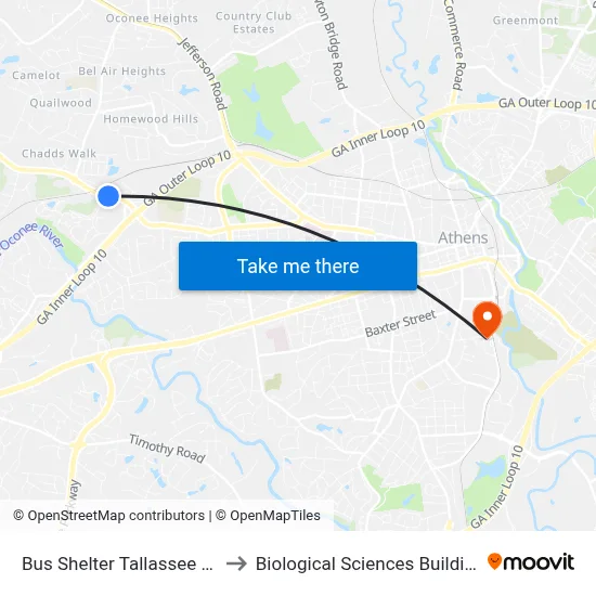 Bus Shelter Tallassee Rd to Biological Sciences Building map
