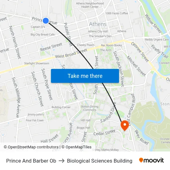 Prince And Barber Ob to Biological Sciences Building map