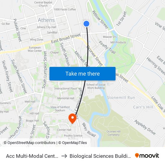 Acc Multi-Modal Center to Biological Sciences Building map