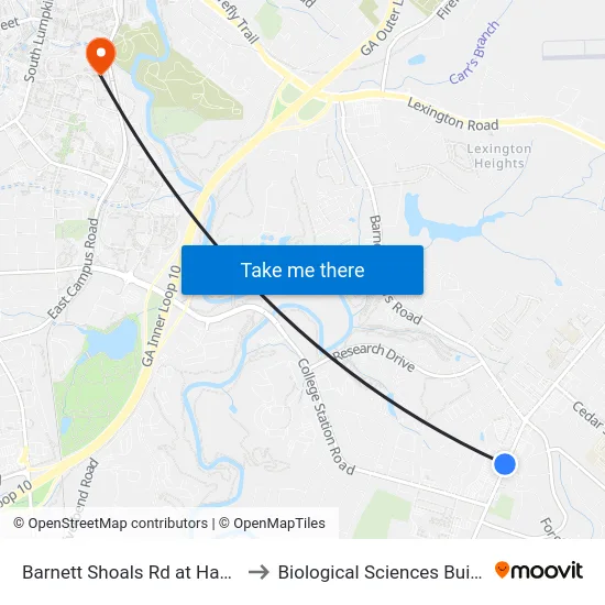 Barnett Shoals Rd at Habachi to Biological Sciences Building map
