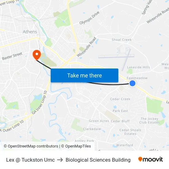 Lex @ Tuckston Umc to Biological Sciences Building map