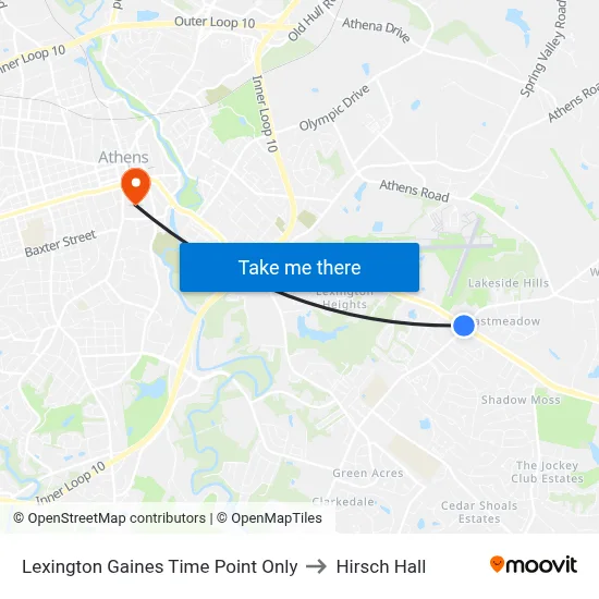 Lexington Gaines Time Point Only to Hirsch Hall map