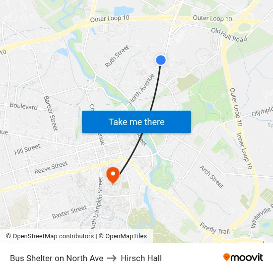 Bus Shelter on North Ave to Hirsch Hall map
