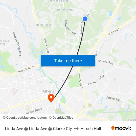 Linda Ave @ Linda Ave @ Clarke Cty to Hirsch Hall map