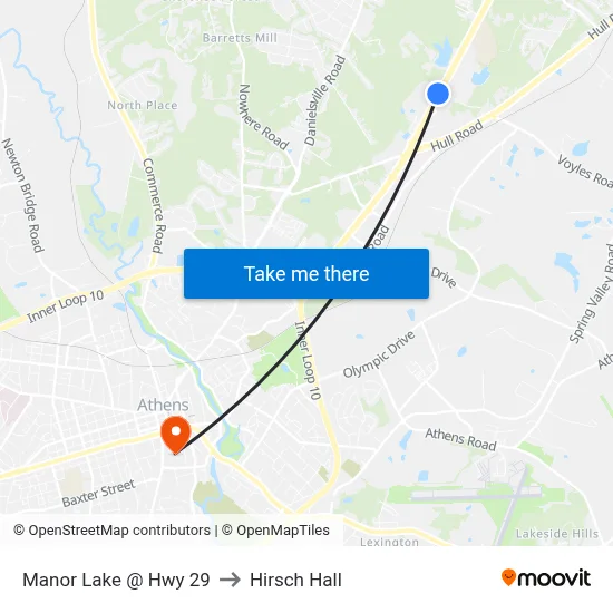 Manor Lake @ Hwy 29 to Hirsch Hall map