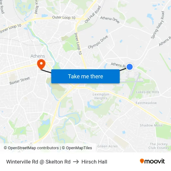 Winterville Rd @ Skelton Rd to Hirsch Hall map