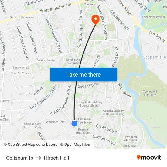 Coliseum Ib to Hirsch Hall map