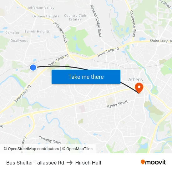 Bus Shelter Tallassee Rd to Hirsch Hall map