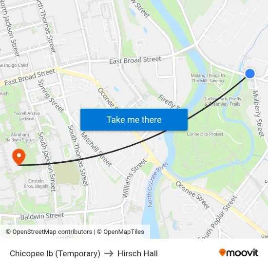 Chicopee Ib (Temporary) to Hirsch Hall map