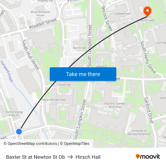 Baxter St at Newton St Ob to Hirsch Hall map