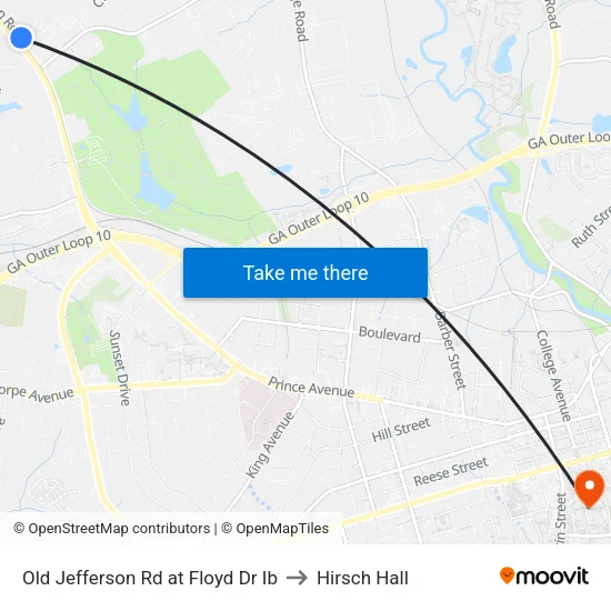 Old Jefferson Rd at Floyd Dr Ib to Hirsch Hall map