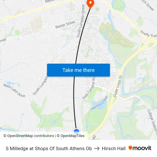 S Milledge at Shops Of South Athens Ob to Hirsch Hall map