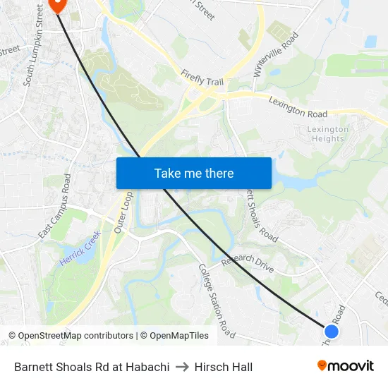 Barnett Shoals Rd at Habachi to Hirsch Hall map