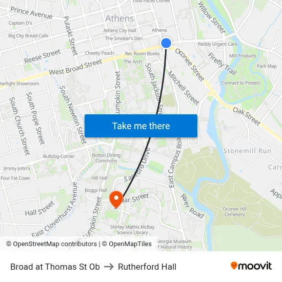 Broad at Thomas St Ob to Rutherford Hall map