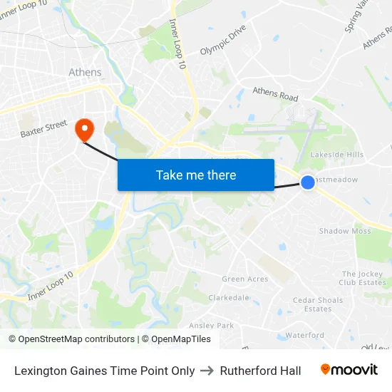 Lexington Gaines Time Point Only to Rutherford Hall map