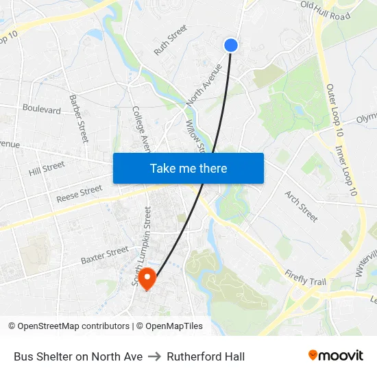 Bus Shelter on North Ave to Rutherford Hall map