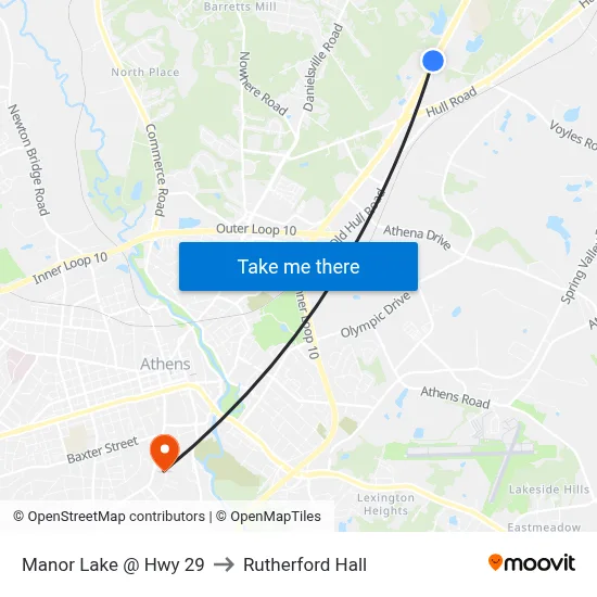 Manor Lake @ Hwy 29 to Rutherford Hall map