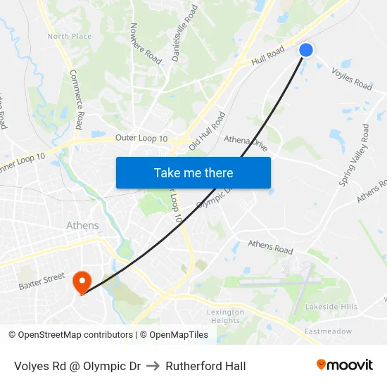 Volyes Rd @ Olympic Dr to Rutherford Hall map