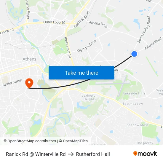 Ranick Rd @ Winterville Rd to Rutherford Hall map