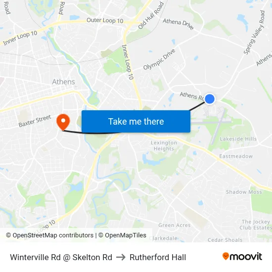 Winterville Rd @ Skelton Rd to Rutherford Hall map