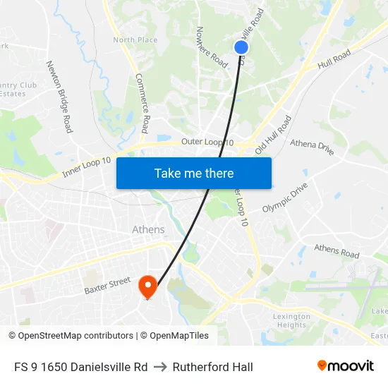 FS 9 1650 Danielsville Rd to Rutherford Hall map