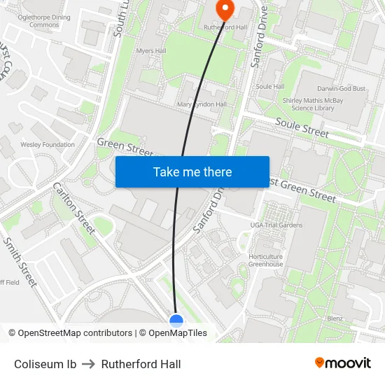 Coliseum Ib to Rutherford Hall map