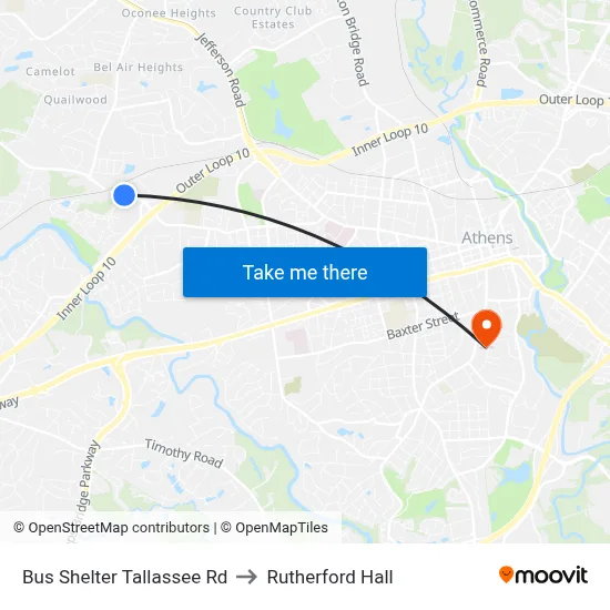 Bus Shelter Tallassee Rd to Rutherford Hall map