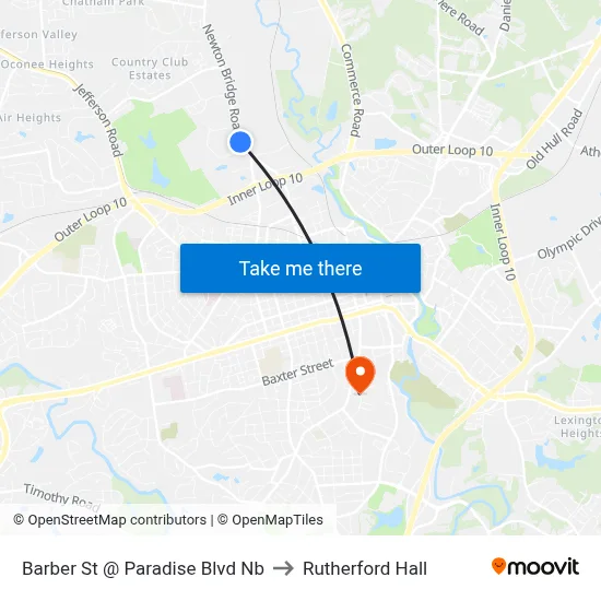 Barber St @ Paradise Blvd Nb to Rutherford Hall map