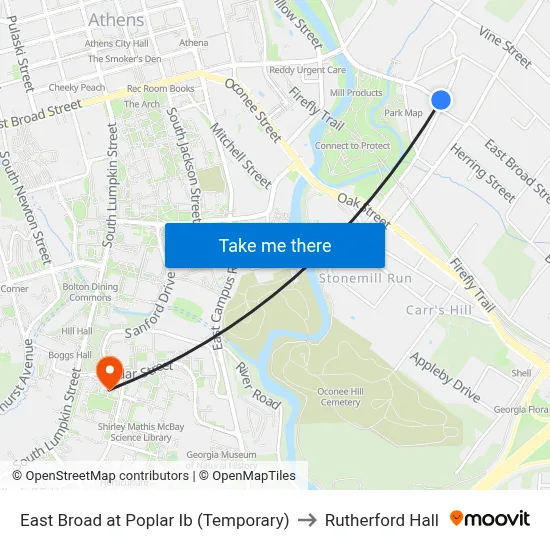 East Broad at Poplar Ib (Temporary) to Rutherford Hall map